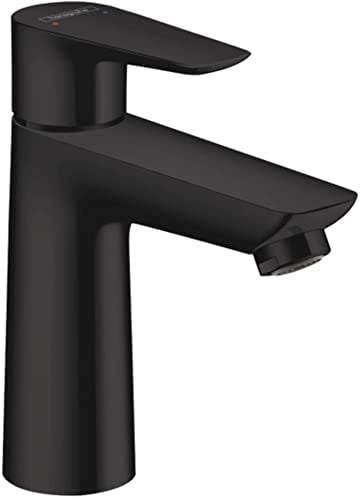 hansgrohe Wasserhahn Talis E CoolStart (wassersparende Armatur mit hohem Auslauf 110mm, Zugstangen- Ablauf), Mattschwarz
