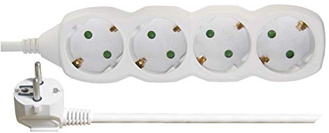 EMOS P0421 Steckdosenleiste 4-Fach, 1,5 m Kabel, Steckdosen 45° gedreht, 4-er Schuko Mehrfachsteckdose mit Kindersicherung, IP20 für Innenbereich, 2300 W, 250 V