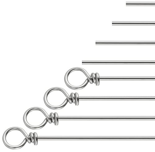 Dr.Fish 30 Pack Fishing Spinner Shaft Stainless Steel Looped Wire Spinner Parts Component Lure Making Supplies Spinnerbait Inline Freshwater Bass Trout Walleye Salmon 6.3x0.027inch