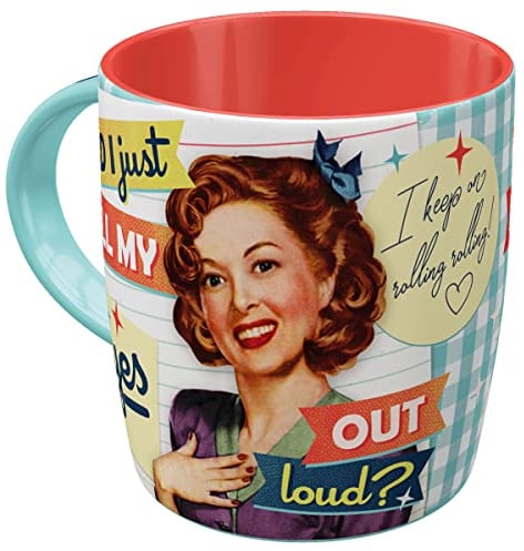 Nostalgic-Art Retro Kaffeebecher, 330 ml, Did I just roll my eyes out loud – Geschenk-Idee für Nostalgie-Fans, Keramik-Tasse für Kaffee, Vintage Design mit Spruch