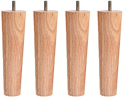 4 pièces Meubles en Bois Pieds Pieds M6 Filetage Remplacement Conique Meubles Jambes Pieds pour Armoire Chaise canapé Table lit (25cm)