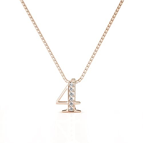 MYC-Paris - Pendentif Number - Laiton + Plaqué Or Rose 18 Carats + Cristal Autrichien - Cadeau d'anniversaire, Fête des Mères, Noël - Chiffre 4