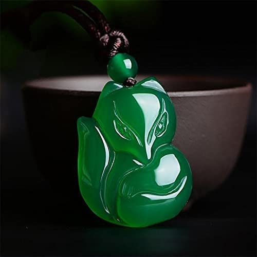 LVYAN Chinesischer natürlicher grüner Chalcedon-Achat handgeschnitzter Fuchs-Jade-Anhänger Mode Männer und Frauen Jade-Schmuck-Chalcedon-Halskette