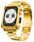 GELISHI Compatible con Apple Watch Band 44mm Series 6 5 4 SE, carcasa resistente de metal cubierta protectora completa con correa de repuesto de metal inoxidable para hombres y mujeres, color dorado