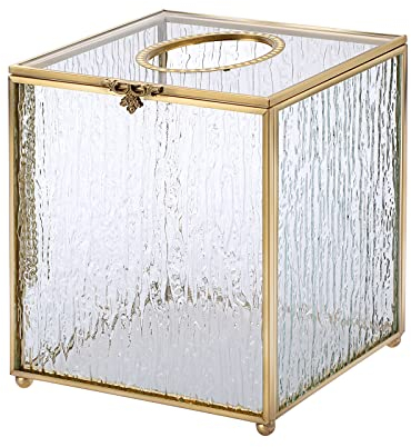 Sumnacon Quadratische Glas-Taschentuchbox-Abdeckung – zierlicher Würfel-Taschentuchbox-Halter, transparenter Taschentuchhalter für Kommode, Badezimmer, Schlafzimmer, Zuhause, Restaurant, Dekoration
