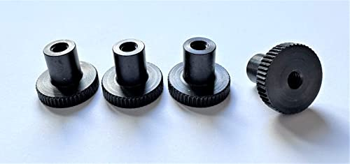 PrecisionGeek - Rändelmuttern/Rändelrad - Sicherungsmutter - Adapter, flach - oxidierter Stahl M4 x 13 mm, 16 mm Durchmesser DIN 466 Schulter (Set mit 4 Stück)