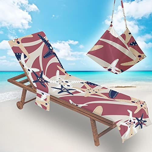 Surwin Schonbezug Für Gartenliege Strandliegenauflage Frottee Liegenauflage Stuhl Strandtuch Sun Lounger Bezug mit Tasche Sporthandtuch 3D für Sommer Garten Schwimmen (75x210cm,Rot)