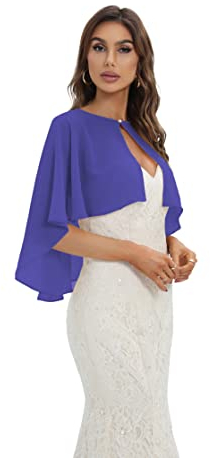 Kyhlten Damen Chiffon Schal Stola Umschlagtücher für Women, Eleganten Cape Umhang für Abendkleid Braut Sommer Hochzeits Festliche Party Kostüm Accessoires, Königsblau