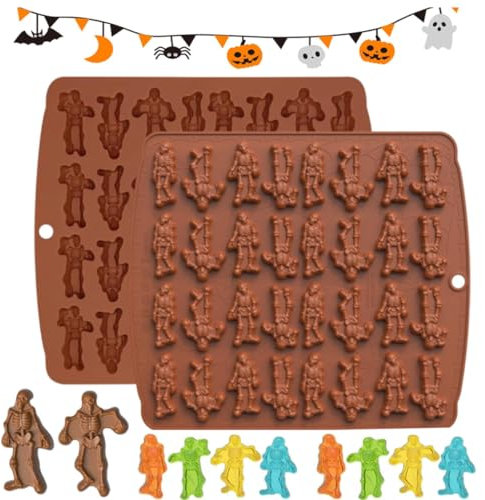 Stampi per Torte in Silicone per Halloween,Biluer Stampi in Silicone per Halloween Zucca Pipistrello Scheletro Umano Forma Stampo per Cioccolatini di Halloween per biscotti Fai Da Te Caramelle