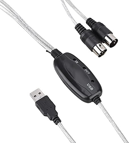 USB MIDI Cable Converter for Keyboard Music Editing, MIDI Interface Adapter Cord with USB Powered