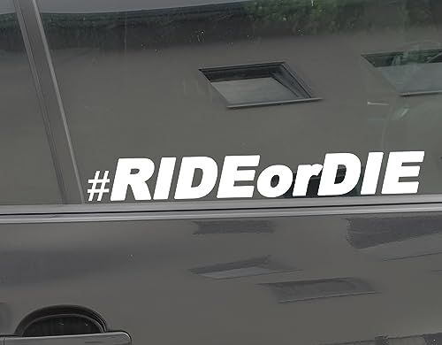Ride or Die Aufkleber | Autoaufkleber Tuning Fahranfänger Menschen Fahrzeugzubehör Gadget Heckscheibe Führerschein Tuningcar Zubehör (weiß glanz)