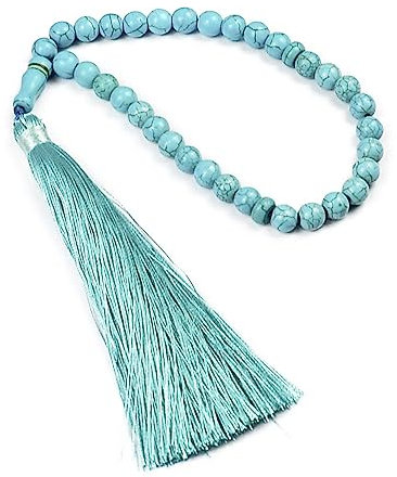 Eyiara 33 Beads 99 Beads Rope Chain Charm Muslim Religious Tasbih Prayer Turquoise Beads Bracelet Women Men Muslim Jewelry-A
