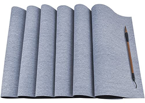 Wisebom Lot de 6 tapis réutilisables en papier à eau pour calligraphie chinoise + 1 pinceau, kit de pratique pour étudiants