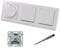 GIRA 245500 LED Drehdimmer Dimmer + Dimmerscheibe Zentralscheibe 065003 und 2 x Lichttaster 015100 in Gira E2 reinweiß glänzend inklusive EBROM Phasenprüfer zur Montage der Geräte