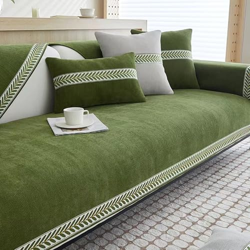 UracOn Sofabezug - Ultra Weicher Sofaschoner rutschfest - Universal 1 2 3 4 Sitzer Sofabezug u Form Couch überwurfdecke - Geeignet für alle Jahreszeiten (Grün - 70 x 120 cm)