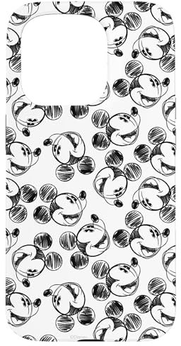 Disney Mickey Mouse Schwarz-Weiß-Skizzendruck Hülle für iPhone 15 Pro