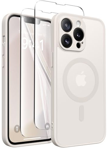 CAPRARO Magnetische für iPhone 13 Pro Max Hülle,[Kompatibel mit MagSafe] [Vollständiger Schutz der Kamera] Stoßfester Schutz Schlank Durchscheinende Matte iPhone 13 Pro Max Hülle,Stein