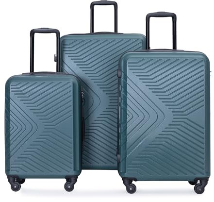 Travelhouse Bali 3-teiliges Kofferset Dunkelgrün – Robustes ABS Hartschalen Trolley Set mit 4 Rollen & TSA-Schloss, leicht, Kratzfest & langlebig – Reisegepäck für Damen & Herren