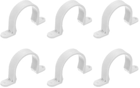 Sourcing Map 6Pcs PVC Pipe Straps, 50mm(2) Plastic Conduit Strap 2 Holes Mounting Bracket for Conduit and Cables, White