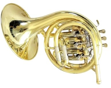 waldhorn instrument Mini Waldhorn Instrument Gold Lackiert Waldhorn Stoffbezug Schaumstoffbox