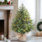 Alupssuc 2FT Pre-lit Artificial Mini Christmas Tree,PE Branches with Burlap Bag Base, Color LED Lights,12 Light Modes, Perfect for Xmas Decorations, Home, Kitchen, Dining-Green