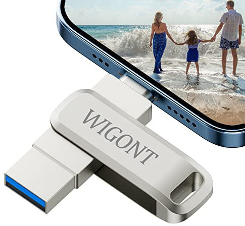 WIGONT USB Stick für iPhone Speicherstick 128 GB, 3 in 1 iPhone USB Stick zum Speichern von Mehr Fotos und Videos Verschiedener Geräte.iPhone Speicherstick für i0S/iPad/PC.