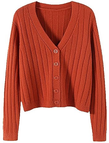 Angxiwan Warehouse Deals Clearance Long Sleeve Cardigans for Women UK Short Outside with Loose Long Sleeved V Neck Sweater Knit Sweater Solid Friday Black Deals 2024 Men