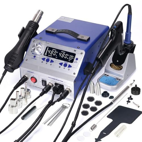 NVYAZJ Ensemble de Station de soudage, de dessoudage et de Reprise Professionnelle, Fer à souder à air Chaud 4 en 1 et Station de Pistolet à étain à Aspiration de dessoudage