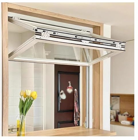 Fenster for Mobile Catering-Einheiten, Konzessionsfenster aus Aluminium, klappbares Verkaufsfenster for den Außenbereich, bündig montiertes Servierfenster(White,105x50cm/41.34x19.69in)