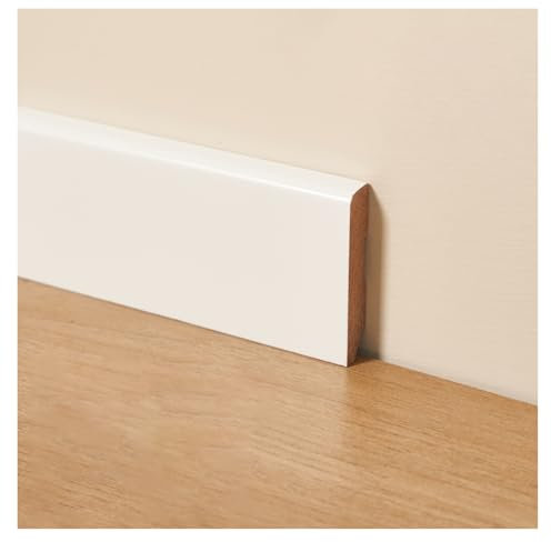 Battiscopa Battiscopa multispecifica bianchi, strisce versatili per calafataggio in legno massiccio per la decorazione della casa e la protezione degli angoli, resistenti all'umidità e ai graffi(H 6cm