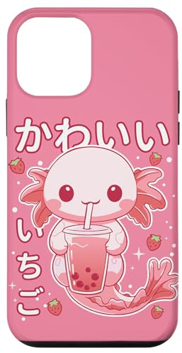 Kawaii Axolotl Erdbeere Boba Milch Japanische Anime Ästhetik Hülle für iPhone 12 mini