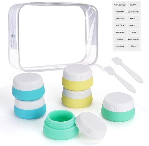 Travel Containers for Toiletries 6 Pack 20ml (0.7oz) TSA Approved Silicone Cream Jars with Lids, Leak-Proof Accessories for Cosmetics, Creams & Makeup