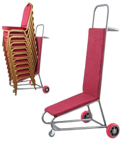 Oracra Sackkarre Bankettstuhlwagen für Stapelstühle Mobiler Transportwagen mit Rädern Hochzeits-/Kirchenwagen für 10 Stühle(Three-Wheeled)