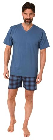 Normann Herren Kurzarm Schlafanzug Shorty Pyjama mit Hose in Karo Optik