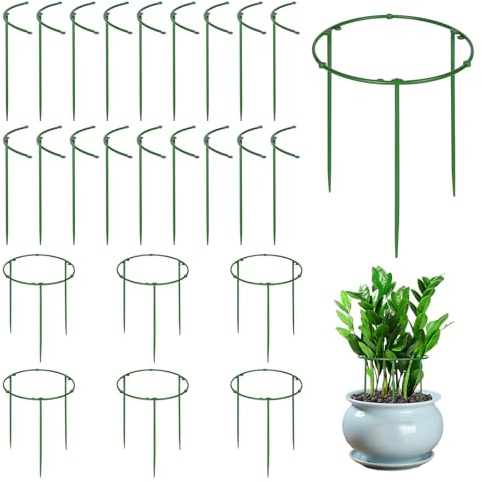 18 Stück Pflanzenstütze Pflanzenhalter für Garten, Kunststoff Stütze | Verstellbarer Höhe Halbrunde Pflanzenstützrahmen für Topfpflanzen, Gemüse, Rosen, Hortensien, Blumen