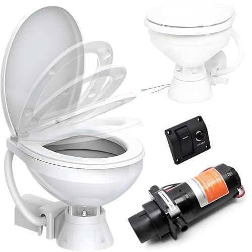 Kompakte elektrische Marine-Toilette mit leiser Spülung, 12 V tragbare Toilettenlösung für Wohnmobile, Boote und Yachten