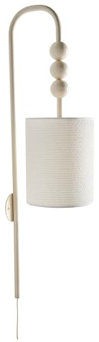 Wandleuchte Metall beige mit Stoffschirm Trommelform 1-flammig modern Loky