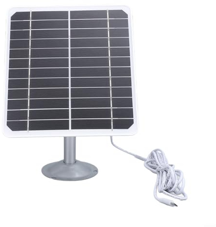 Panneau solaire portable USB 5 V 20 W avec protection étanche IPX6 et câble de 300 cm pour caméras de sécurité extérieures avec piles rechargeables