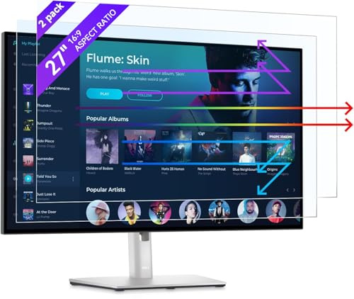 IPROKKO 2 Stück 27Zoll Anti-Blaulicht-Displayschutzfolie für Computermonitor, Abnehmbares 16:9-Seitenverhältnis, Blendschutzfolie Augenschutz Schutzfolie