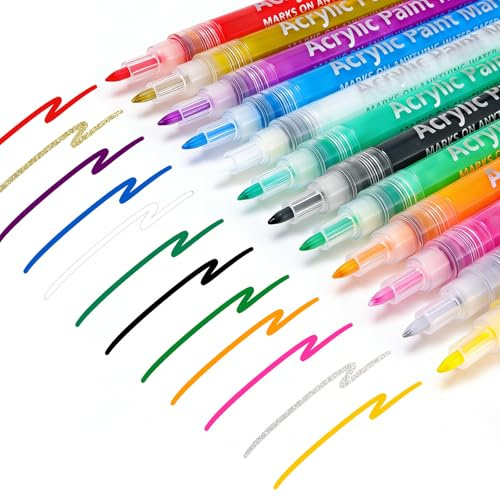 U-Shinein Nail Art Pens 12 Colours Set 01 | Quick drying 3D nail art markers, liner & dotting pens for DIY decoration, salon-quality gel polish, 12 vibrant colours