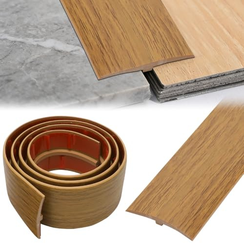 Übergangsprofil Selbstklebend, Übergangsleiste Boden, T Profil Übergangsleiste, Boden Höhenausgleich Abdeckleiste für Türschwellen und Verbindungsböden von Laminatdielenfliesen (Helle Eiche, 1M * 5CM)