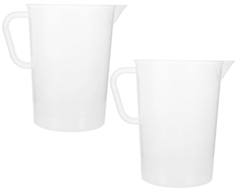 NULYLU Glass Measuring Beaker Thickened Construction for Travel and Scientific Experiments Precise Readings Versatile Use 2pcs with 5000ml Capacity Double-Sided Graduated Scales