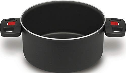 BALLARINI Click + Cook Kochtopf, Antihaftbeschichtet, 24 cm, Mit klappbaren Kunststoff-Griffen, Schwarz