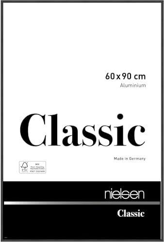 nielsen Bilderrahmen, 60 x 90 cm, Aluminium, Schwarz matt, Posterrahmen zum Aufhängen im Hoch- & Querformat, Echtglas, Classic
