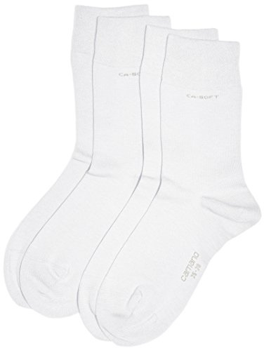 Camano Unisex 2er Pack einfarbige Socken mit verstärkten Zehen und Fersen Damen & Herren Strümpfe, Gr. 35/38 (Herstellergröße: 35/38), Weiß (white 1)