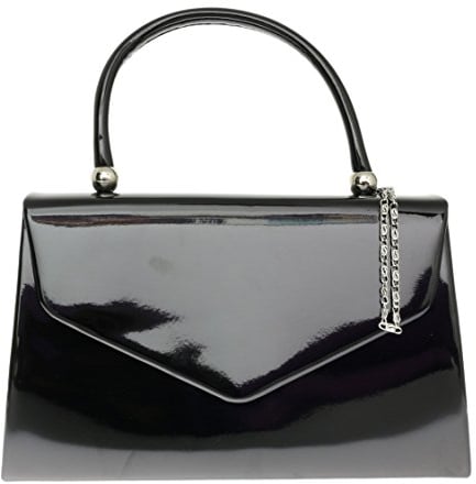 Girly Handbags Damen Lack Clutch Henkeltasche Abendtasche Party Hochzeit schwarz