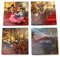 Disney Mickey und Minnie Mouse in Hollywood Glas-Untersetzer-Set – Thomas Kinkade – kommt mit stilvollem, modernem Holzhalter