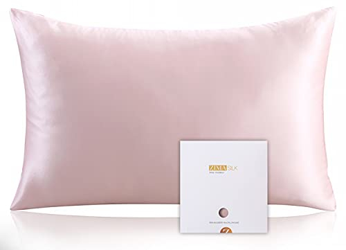 ZIMASILK Seidenkissenbezug, 100% Mulberry-Seide Kissenbezug, 19 Momme Seide, für Haut und Haar, auf beiden Seiten, 1 Stück, Rose, Standard 50x75cm