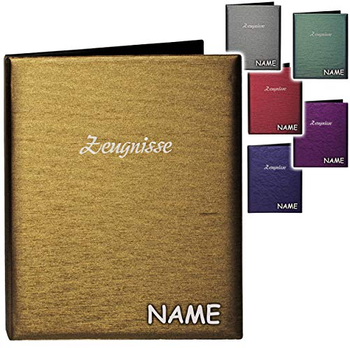 alles-meine.de GmbH Zeugnismappe/Zeugnisbuch - Zeugnisse 3D Metallic Effekt - einfarbig/Uni - Modell-Mix - inkl. Name - A4 - GEBUNDEN mit 20 festen Seiten- A 4 - So..