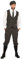 shoperama 20er Jahre Anzug Knickerbocker Herren-Kostüm Oliv-Schwarz Weste Schiebermütze The Roaring Twenties 20's, Größe:58